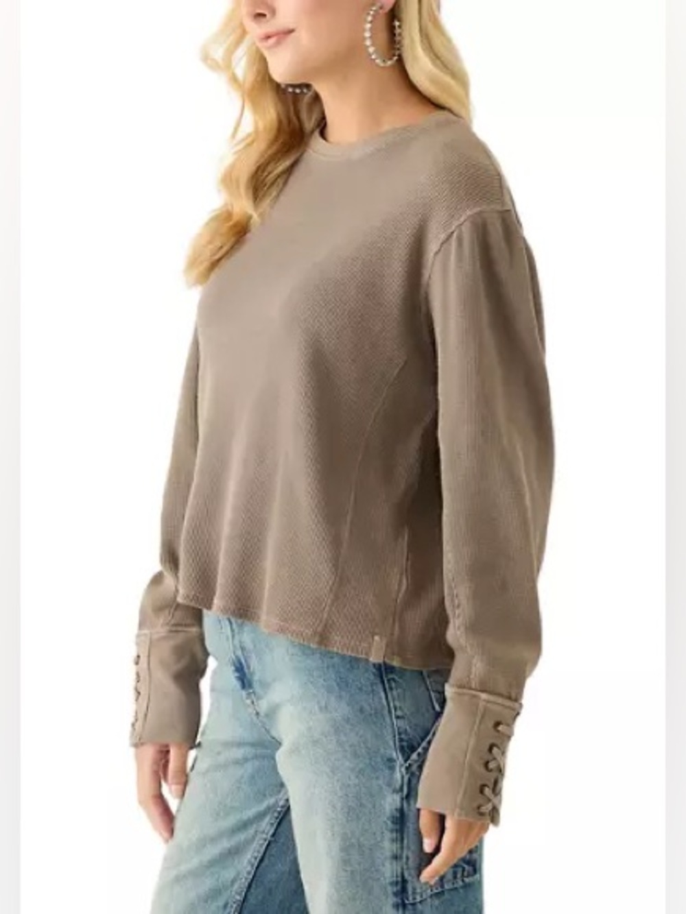 *NWT* Free People We The Free Lapis Cuff Crew Neck long sleeve